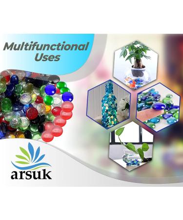 Arsuk Glass Beads - 180 Colorless Pebbles for Garden & Aquarium | Decorative Clear Stones & Mixed Glass Nuggets - Buy Online on GoSupps.com