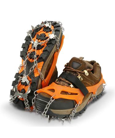 IPSXP Crampons Ice Cleats Traction Snow Grips for Boots Shoes Women Men Kids Anti Slip 19-26 Stainless Steel Spikes Safe Protect for Hiking Fishing Walking Climbing Mountaineering