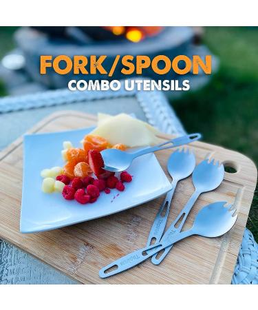 Tapirus Stainless Steel Classic Sporks Set of 4 - Camping, Hiking, Backpacking - Heavy Duty, Fire Proof - Long Handle, Reusable, Travel Case - Buy Online on GoSupps.com