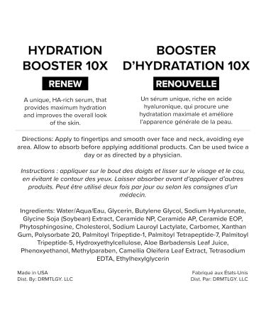 DRMTLGY Hydration Booster 10X Hyaluronic Acid Serum for Intense Hydration & Skin Plumping With Soybean, Green Tea & Aloe Reduces Fine Lines & Boosts Moisturizer Absorption 1.8 fl oz - Buy Online on GoSupps.com