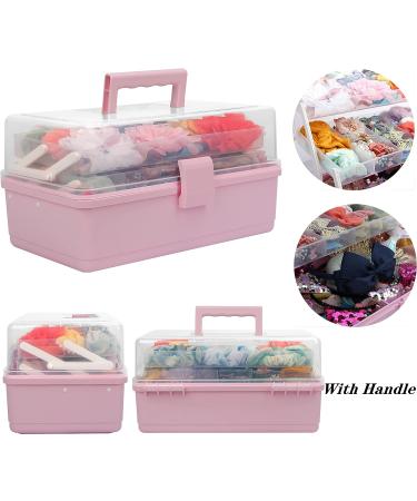 JOYMOMO Hair Bow Holder Organizer - Three-Layer Folding Storage Box for Headbands, Clips, Ties, Scrunchies - Baby Girl Hair Accessories Storage (Pink) - Buy Online on GoSupps.com