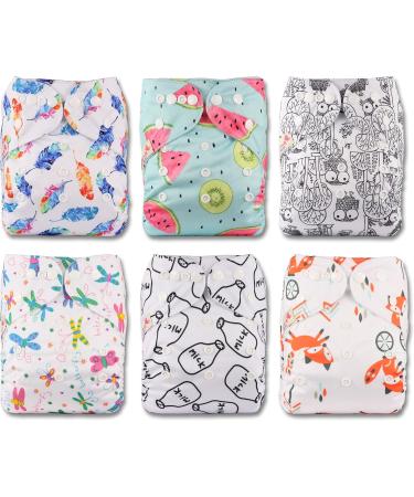 Littles and Bloomz Baby Reusable Pocket Cloth Diapers - Standard Popper Design (6 Pack) - Buy Online on GoSupps.com