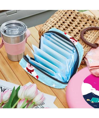 Buy Stylish Menstruation Pad Bag with Zipper | Women's Tampon & Napkin Bags | Christmas Snowman Bear Design Ideal Gift for Girls - Buy Online on GoSupps.com