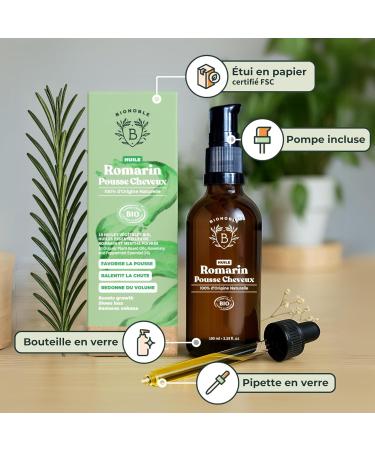  BIONOBLE BIONOBLE Rosemary Oil for Hair Growth - Promotes Growth and Slows Down - Rosemary Castor Argan and Jojoba Essential Oil - R - Buy Online on GoSupps.com