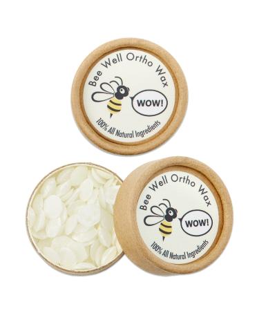 Bee Well Ortho Wax - Pure (2 Pack With 50 Servings Each / 100 Total Servings) All Natural Extra Firm Wax Forms Long Lasting Protective Barrier Providing Relief From Orthodontic Braces Discomfort 2 Pack White