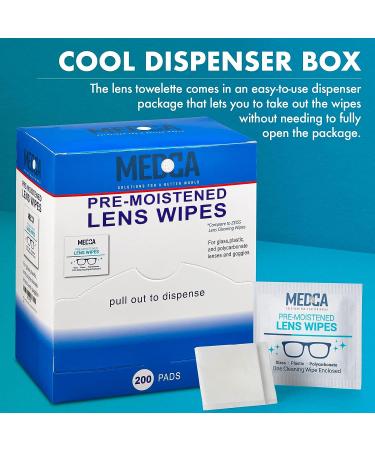 Premoistened Lens and Glass Cleaning Wipes - Portable Travel Cleaner for Glasses  Camera  Cell Phone  Smartphone  and Tablet - Disposable  Quick Drying  Streak Free - Individually Wrapped  Pack of 200 - Buy Online on GoSupps.com