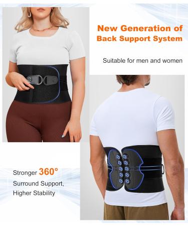 Wonderience Back Brace - Lower Back Pain Relief Lumbar Support Belt for Men & Women | X-Large Black for Heavy Lifting & Sciatica - Buy Online on GoSupps.com