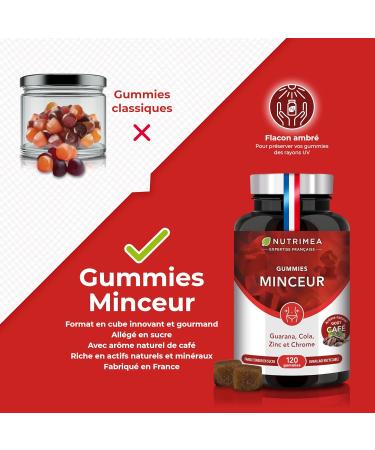 WEIGHT LOSS GUMMIES - Chromium Cola Guarana & Zinc - Slimming Alternative to Morosil - Blood Glucose Control - Coffee Hazelnut & Vanilla Flavor - 120 Vegan Gummies - Nutrimea - Made in France - Buy Online on GoSupps.com