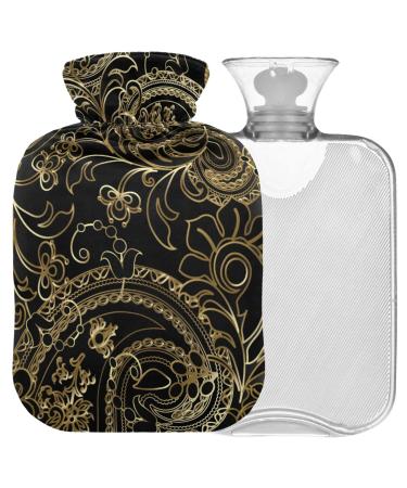 NAANLE hot water bottle with cover Paisleys 3D flowers Transparent hot water bottle heat bottle for back pain relief handfoot warmer neck hot and cold therapy 2l