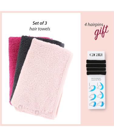 Cacala Terry Hair Towel Wrap Set - Super Absorbent Hair Turban with Buttons | Non-Frizz Cotton Hair Wrap for Wet Hair | Includes Holding Loop and Accessories - Buy Online on GoSupps.com