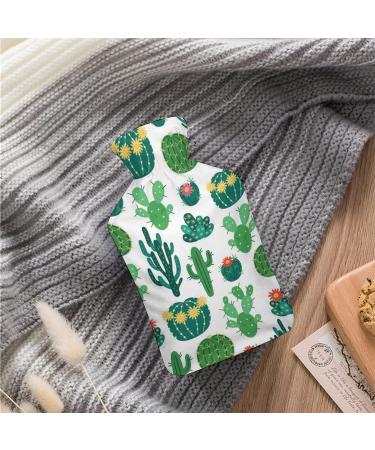 Green Cactus Hot Water Bottle with Plush Cover Bed Warmer for Adults & Kids | 26.5x15.3cm - International Shipping Available - Buy Online on GoSupps.com