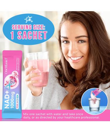 NAD+ Liquid Supplement for Women | 1000mg with Nicotinamide Riboside PQQ & Resveratrol | Cellular Energy DNA & Healthy Aging Support | 21 Liquid Sachets | Non-GMO Soy-Free Gluten-Free - Buy Online on GoSupps.com