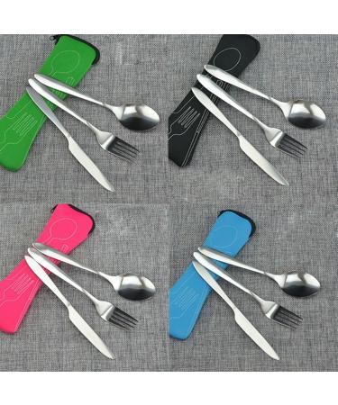 Cutlery Set Stainless Steel Outdoor Travel Cutlery Camping Cutlery Set with Neoprene Case Bag Cutter Spoons Fork Tableware(Green) - Buy Online on GoSupps.com