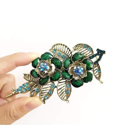 Pretty Alligator Hair Clips Metal Flower Hair Clip Peacock Hair Clip - 2 PCS Large Flower Barrettes for Women (Style B) - Buy Online on GoSupps.com