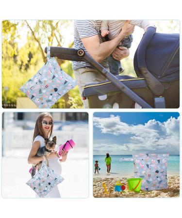 2Pcs Waterproof Cloth Diaper Wet Dry Bags with Two Zippered Pockets - Reusable & Washable for Travel, Beach, Stroller - Ideal for Dirty Gym Clothes, Wet Swimsuits, Toiletries - 01 Wb 2 - Buy Online on GoSupps.com