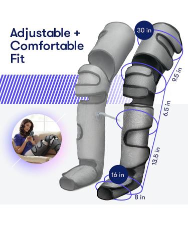 Perfecore Leg Massager with Heat Air Compression - Adjustable Feet & Calves Massager for Circulation and Muscle Relaxation - 3 Pressure Levels, 7 Modes - Gray - Buy Online on GoSupps.com