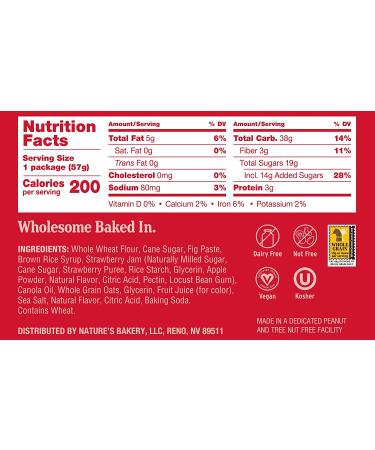 Natureâ€™s Bakery Whole Wheat Fig Bars - Strawberry Flavor, Vegan, Non-GMO, 36 Twin Packs - Healthy Snack Bars - Buy Online on GoSupps.com