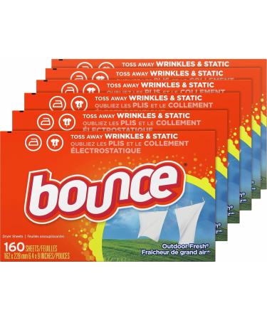 Bounce Dryer Sheets - Outdoor Fresh Scent | 160 Sheets/Box | Carton of 6 for Fresh Laundry - International Shipping Available - Buy Online on GoSupps.com