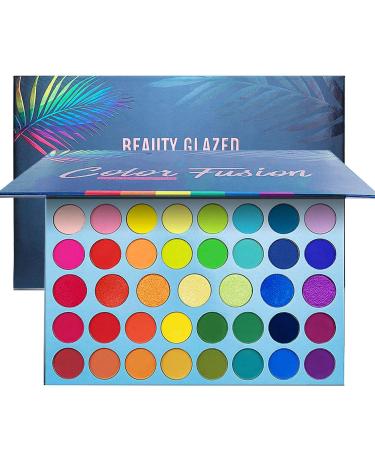 39 Color Rainbow Eyeshadow Palette - Professional Makeup Matte Metallic Shimmer Eye Shadow Palettes - Ultra Pigmented Powder Bright Vibrant Colors Shades Cosmetics Set Color Fusion