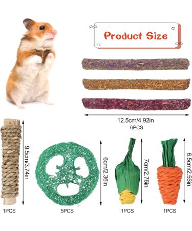 Fanshiontide 14 In 1 Bunny Chew Toys for Teeth Rabbit Chew Toys Timothy Hay Sticks Rabbit Toys Boredom Breaker Loofah Wood Grass Carrots Corn Chew Toys for Rabbit Guinea Pig Hamster Chinchilla - Buy Online on GoSupps.com