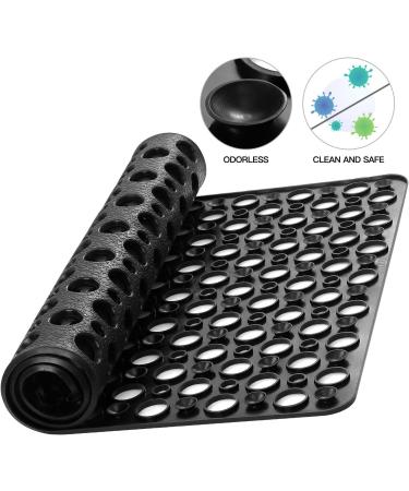 YINENN Non Slip Bath Shower Mat | Machine Washable, Latex and Phthalate Free | Soft Bathroom Mat with Suction Cups and Drain Holes | 30 x 17 Inch, Black - Buy Online on GoSupps.com