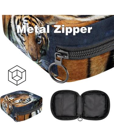 Portable Tiger Animal Sanitary Napkin & Menstrual Cup Bag - Zippered Pouch for Teen Girls & Women | Colorful Designs - Buy Online on GoSupps.com