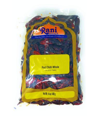 Rani Chilli Whole Stemless 14oz (400gm) All Natural | Vegan | No Colors | Gluten Friendly | Non-GMO Whole Chillies (Bag) Net Wt. 14oz (400g)