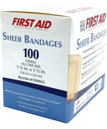 American White Cross Sheer Patch Adhesive Bandage 1x1 - 100 per Box - Buy Online on GoSupps.com