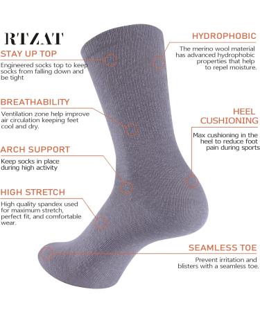 RTZAT Merino Wool Athletic Calf Socks - 3 Pack (Black/Blue/Grey) - Men Women Medium - Buy Online on GoSupps.com