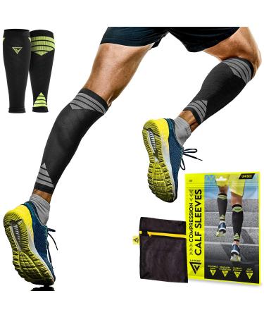 Langov Calf Compression Sleeves (Pair) for Men & Women Legs & Calves Support Brace for Shin Splints, Varicose Veins, Pain Relief - Great for Running, Nurses, Travel (20-30 Mmhg), Laundry Bag Included Grey Large/X-Large (1