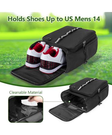 Goburos Golf Shoe Bag for Men US Size 14 - Durable Carrier with Free Glove Holders & Pockets for Accessories - Ideal Black Golf Bag - Buy Online on GoSupps.com