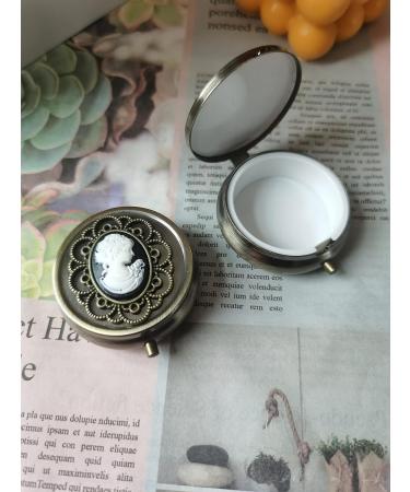 Portable Bronze Pill Box Organizer - Decorative Metal Medicine Holder | Unique Creative Gift for Women - Buy Online on GoSupps.com