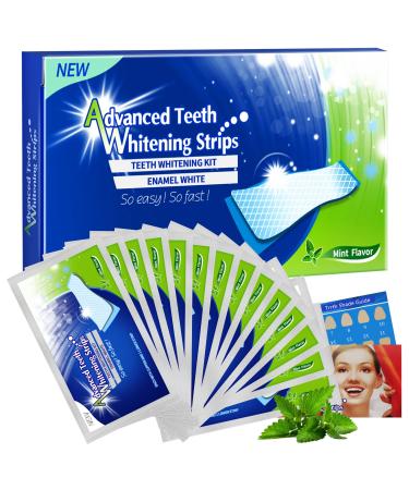 Natural Teeth Whitening Strips for Teeth Sensitive, Fast Remove Smoking, Coffee, Wine Stains, Dental Care Whitening Strips Kit, 28 Pcs Whitener Strips Mint Flavor Green