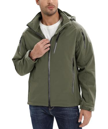 TACVASEN Men's Special Ops Tactical Jacket - Water-Resistant Softshell with Detachable Hoodie, Fleece Lining - X-Large Green - Buy Online on GoSupps.com