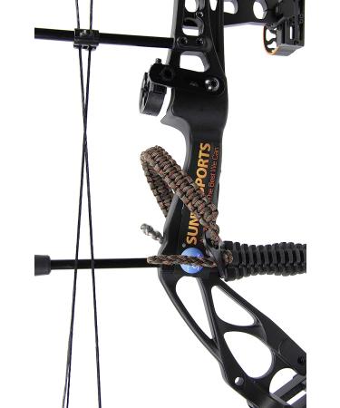 SUNYA Archery Bow Wrist Sling - 550 Paracord Strap with Full Grain Leather Yoke - Multiple Camo Colors - Fits Compound Bow Stabilizer DS Dark Camo - Buy Online on GoSupps.com