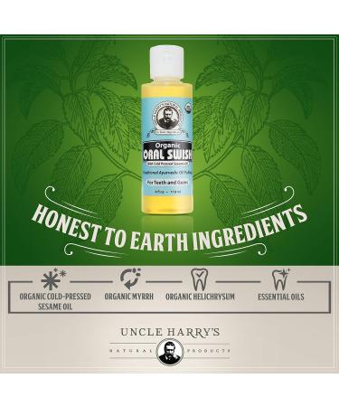 Uncle Harry's Ayurvedic Oral Swish | Sesame Oil with Oregano & Clove | Whitening Mouthwash for Healthy Teeth & Gums (4 oz) - Buy Online on GoSupps.com