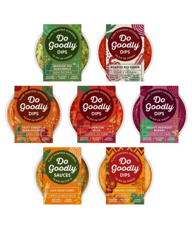 Do Goodly Sauce Pick N Mix - Create Custom Dips Combo with 6+ Flavours - Smashed Pea Superstar Salsa Tomato & Bean Beetroot Nocho Cheese Red Pepper Curry Sauce - Pack of 6
