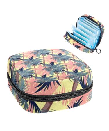 Women's bonds Storage pockets Stillpad Halter Tropical Palm Coconut Tree Pattern Portable Period Kit Bag Feminine product bag for women girls color4