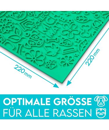Dog is K nig Leak Mat for Dogs - Patented Suction Cup Design 2-Pack (22x22cm) with Spatula & Recipes Book - Food-Safe & Dishwasher-Resistant in Mint Green & Habanero Yellow - Buy Online on GoSupps.com