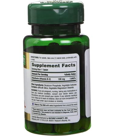 Nature's Bounty Vitamin B-2 100mg - Pack of 4 Coated Tablets - Buy Online on GoSupps.com
