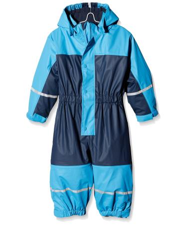 Playshoes Unisex Kid's Regen-Anzug Mit Fleece-futter Warm Waterproof Mud Suit Rainwear 104 navy jumpsuit