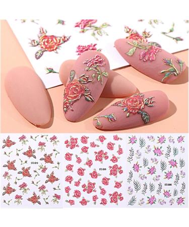 1pcs 5D Nail Sticker Gegraveer Flower Design kleeffoli n Decals DIY Manicure Slider 3D Nail Art Decorations Tips LASTZ5D0118 Claral Color 2 - Buy Online on GoSupps.com