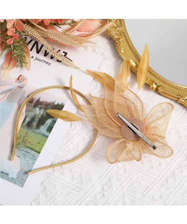 Lurrose Fascinators Hat Headband Women Tea Party Hair Clip 1920s Prom Queen Headpiece for Special Events Wedding Party (Golden) 22X18X5CM - Buy Online on GoSupps.com