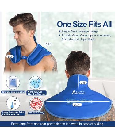 Atsuwell Large Ice Pack for Neck and Shoulders - Cold Compress Therapy for Pain Relief, Injuries, Swelling - Reusable Gel Pack for Upper Back - Blue - Buy Online on GoSupps.com