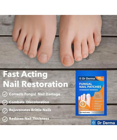 Dr Derma Fungal Nail Treatment | Toe Nail Fungal Treatment | Fungal Nail Treatment For Toenails Extra Strong Patches | 9 Hour Overnight Renewal Extra Strength Fungal Nail Patches (40 Patches) - Buy Online on GoSupps.com