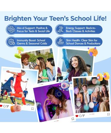 Methylated Multivitamin Gummies for Teens & Kids with Methylfolate Methyl B12 & Omega3 Teen Vitamins for Boys & Girls 10-19 with Multi-Minerals for Teenager Focus Energy Growth Skin Eyes Immune - Buy Online on GoSupps.com