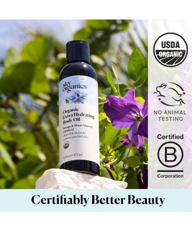 Buy Sky Organics Body Oil - Extra Hydrating Organic Skin Care with Borage Acai & Sweet Almond Oil | Moisturizing Massage Oil Refreshing Orange & Spearmint Scent - 6 fl oz International Shipping Available - Buy Online on GoSupps.com