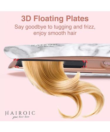 HAIROIC 1-Inch 2-in-1 Ceramic Straightener & Curler - Auto Shut Off Dual Voltage Travel Flat Iron Frizz Ease (White Marble - Buy Online on GoSupps.com