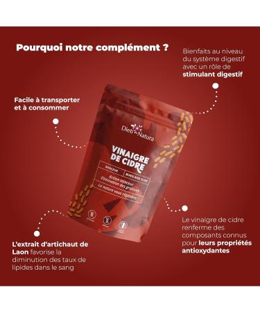 DIETI NATURA - Apple Cider Vinegar - Digestive Health - Enriched with Artichoke Extract - Powerful Diet Gluten Free & Non-GMO - Made in France - 120 Capsules - Buy Online on GoSupps.com