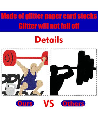G-LOVELY'S Gym Happy Birthday Cake Decorations Glitter Weight Lifting Themed Cake Toppers Fitness Barbell Kettlebell Party Decor Supplies for Men Women Boy Girl and Fitness Lovers - Buy Online on GoSupps.com